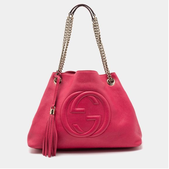 Gucci Bags Gucci Fuchsia Pebbled Leather Medium Soho Chain Tote